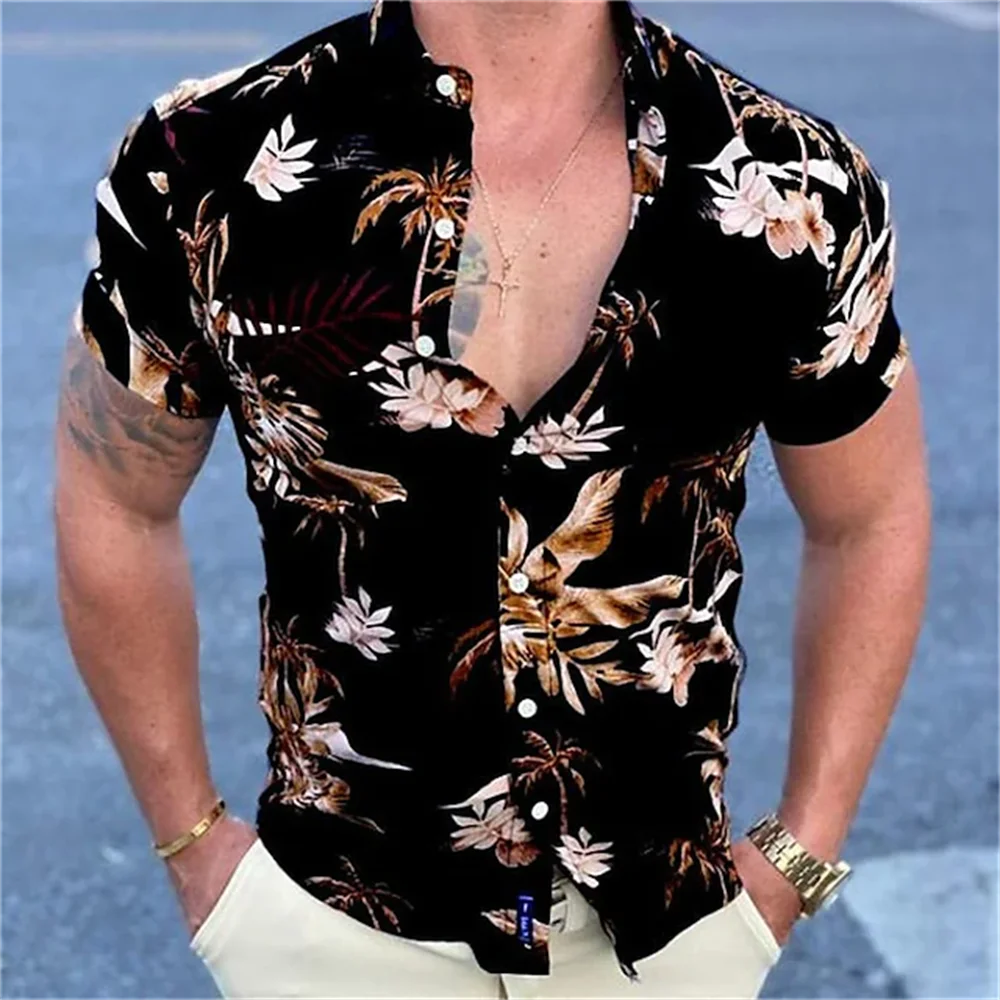 Hawaiian Shirt For Men 3D Print Short Sleeve Summer Oversized