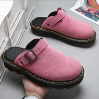 Half Slippers for Men Classic Clogs Shoes Slippers Men Fashion Big Leather Casual Slippers Non Slip Beach Shoes for Women