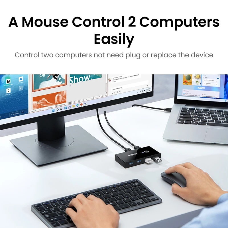 Ugreen Usb Kvm Switch Usb 3.0 2.0 Switcher Kvm Switch para Windows10 pc Teclado Mouse Impressora Pcs Compartilhando Dispositivos Usb Interruptor - Imagem 5