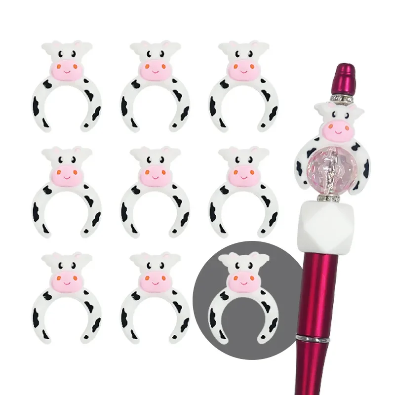50pcs New Focal Silicone Beads BPA Free Dairy Cattle Semi-circular Beads Baby Teether Toys DIY Nipple Chain Jewelry Accessories