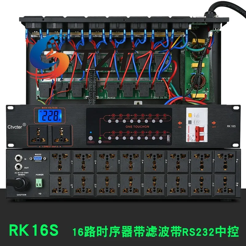 

TZT Ctvcter RK16S 16CH Power Sequencer Controller Designed with RS232 Central Control System & Filtering