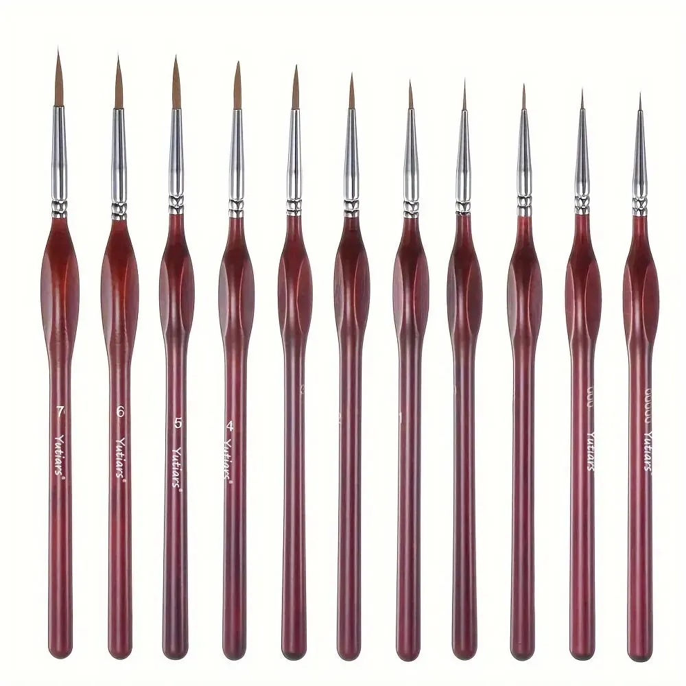 Precision Miniature Paint Brushes Set with Triangular Grip Handles - 11-Piece Fine Tip Art Collection