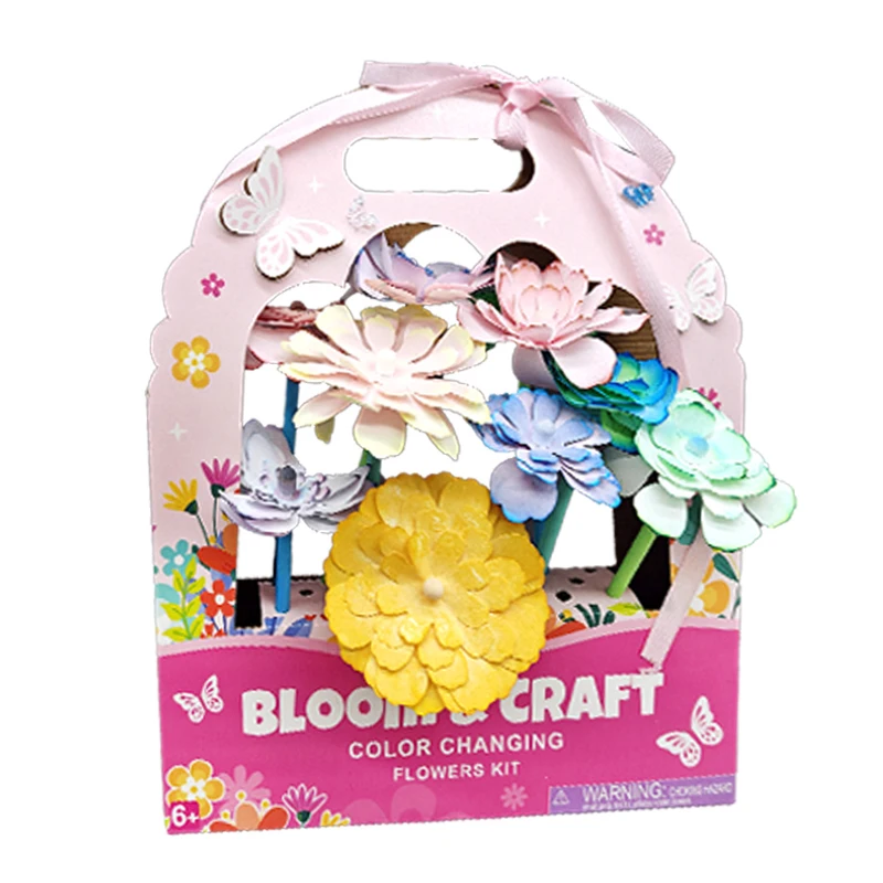DIY 어린이 수제 꽃 예술 세트, 염색된 꽃 종이 예술, 손으로 그린 꽃, 창의적인 수채화 스머지 공예 세트