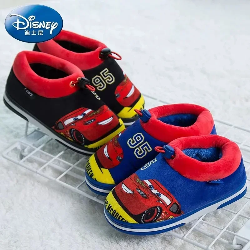 Baby shoes kids shoes Disney winter baby boy girl cotton slippers cartoon McQueen Cars Mickey print kid indoor anti-slip home cotton shoes 22/23 24/25