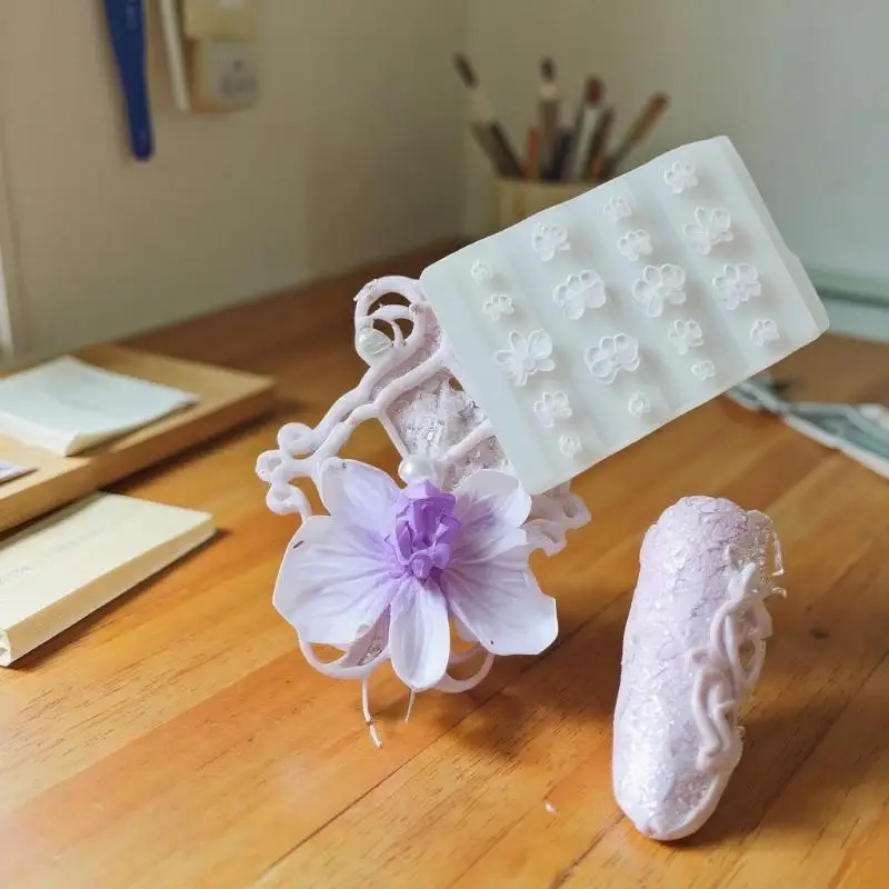 1PC 팔레놉시스 꽃 실리콘 네일 몰드 DIY 달콤한 나비 난초 꽃 디자인 매니큐어 템플릿 조각 네일 아트 몰드 도구