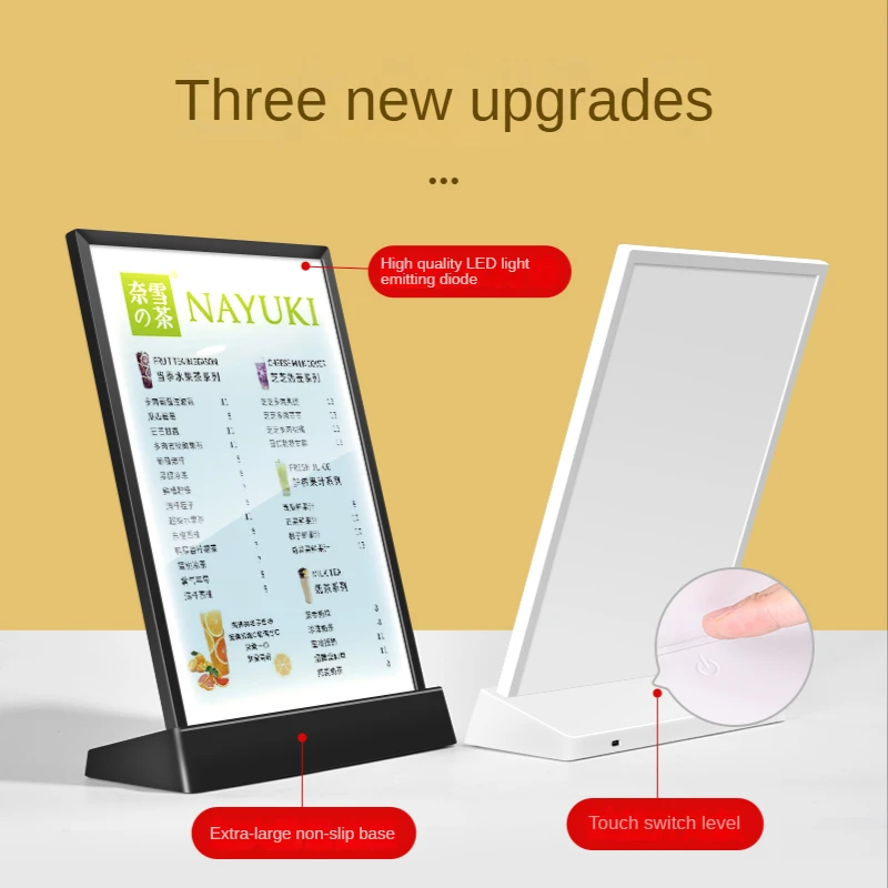 SVIAO A4 USB LED 조명, 레스토랑 금속 디스플레이, 메뉴 선반 프로모션, 데스크탑 맥주 바 샵 디스플레이 보드