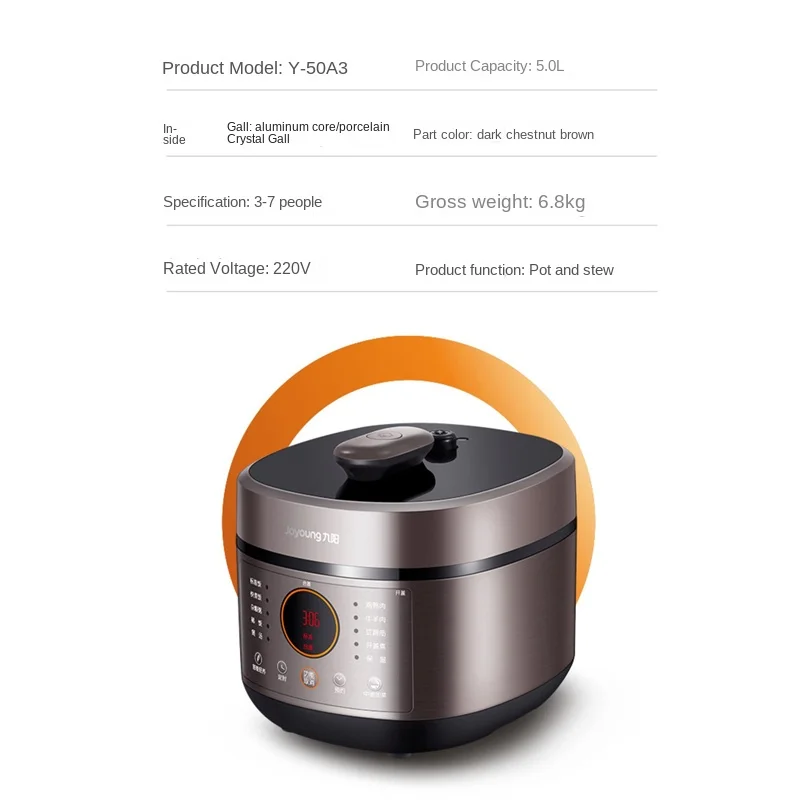 5L Large Capacity Electric Pressure Cooker 2 Inner Pots Multifunctional Smart High Pressure Cooker Meat Slow Intelligent