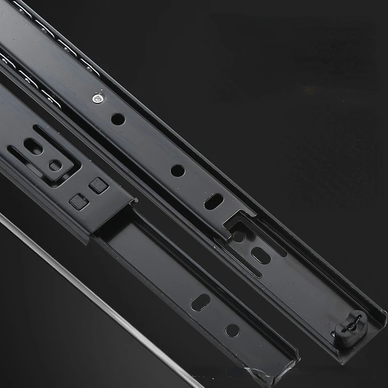Home hardware 2710 cold-rolled steel two-section guide rail home hotel cabinet thickened mute two-section drawer slide rail drawer slides