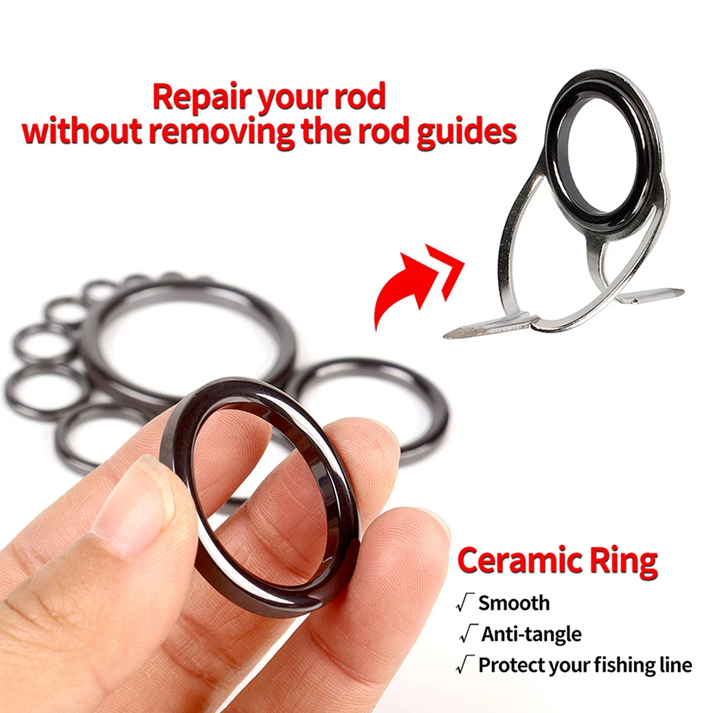 40pcs Round Connector Rig Ring Portable Round O Rings Wear Resistant Rod Repair Replacement Kit Fishing Tackle Accessories