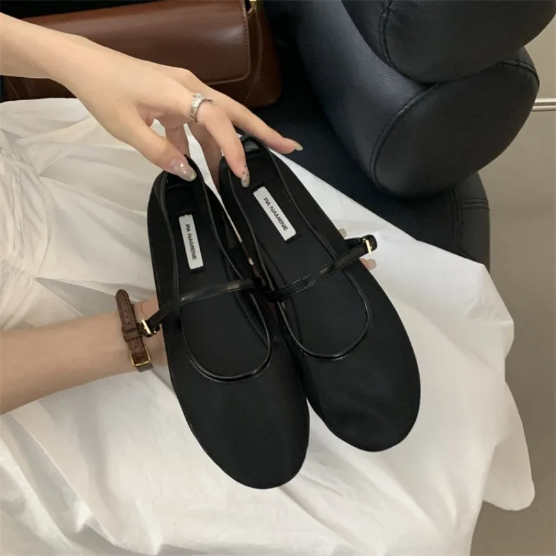 Summer New Comfortable Ballet Sandal Flat Bottom Round Toe Mesh Breathable Shallow Mouth Single Shoes for Women Ladies