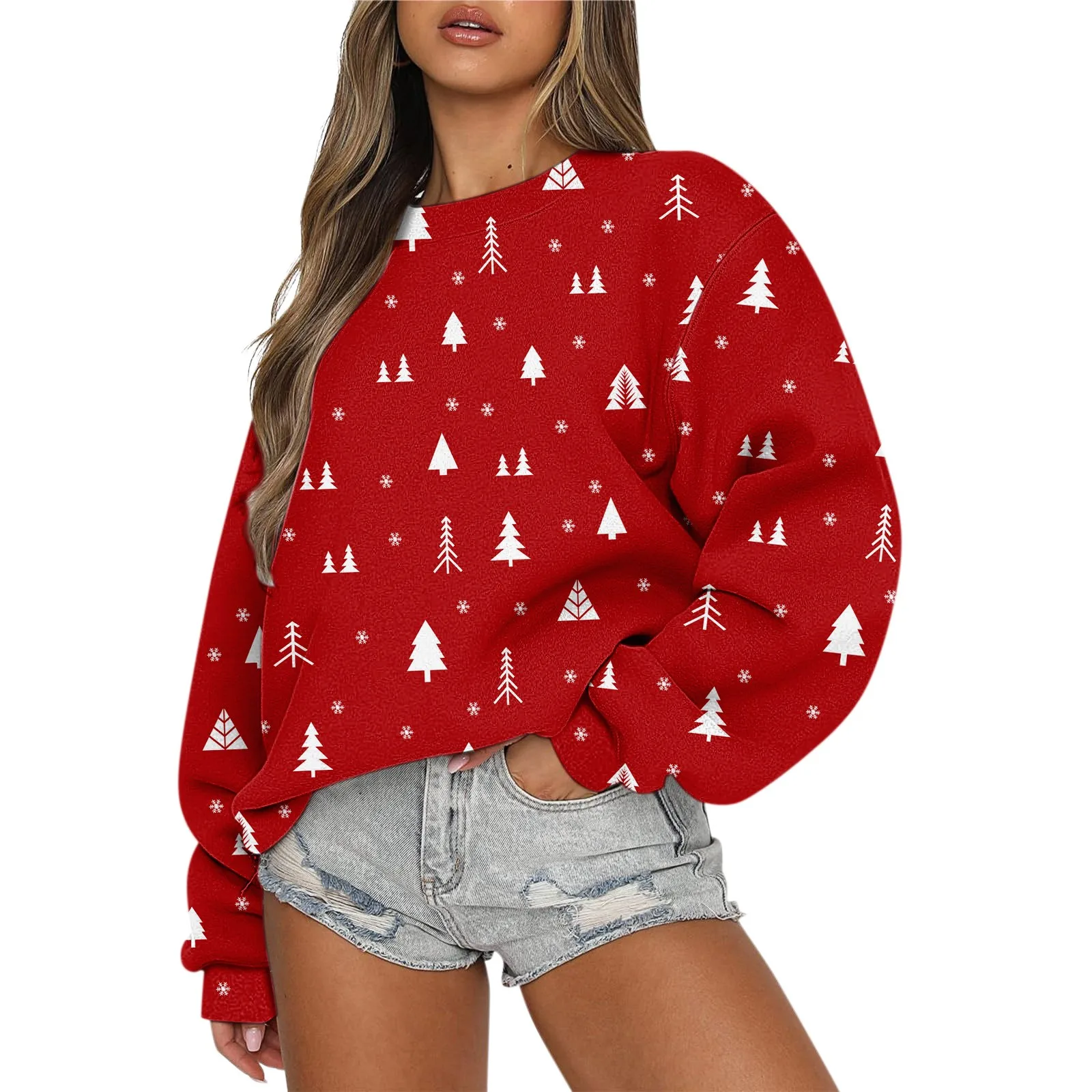 

Merry Christmas Hoodie Women Fashion O-Neck Hoodies Christmas Hat Sweatshirts Girl Coats Women Sweats Gifts Clothing Snowflake