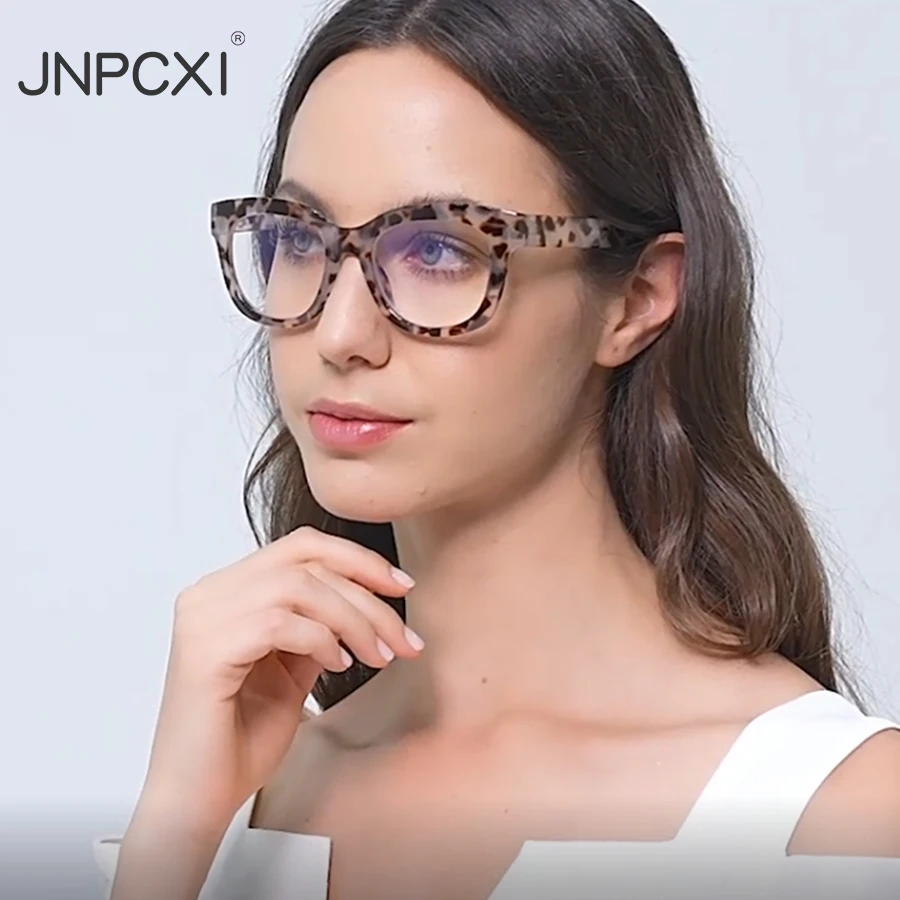 

JNPCXI Fashion Cat Eye Spring Temples Women Glasses Frame Clear Anti-Blu-Ray Eyewear Retro Men Optical Frame Reading Glasses