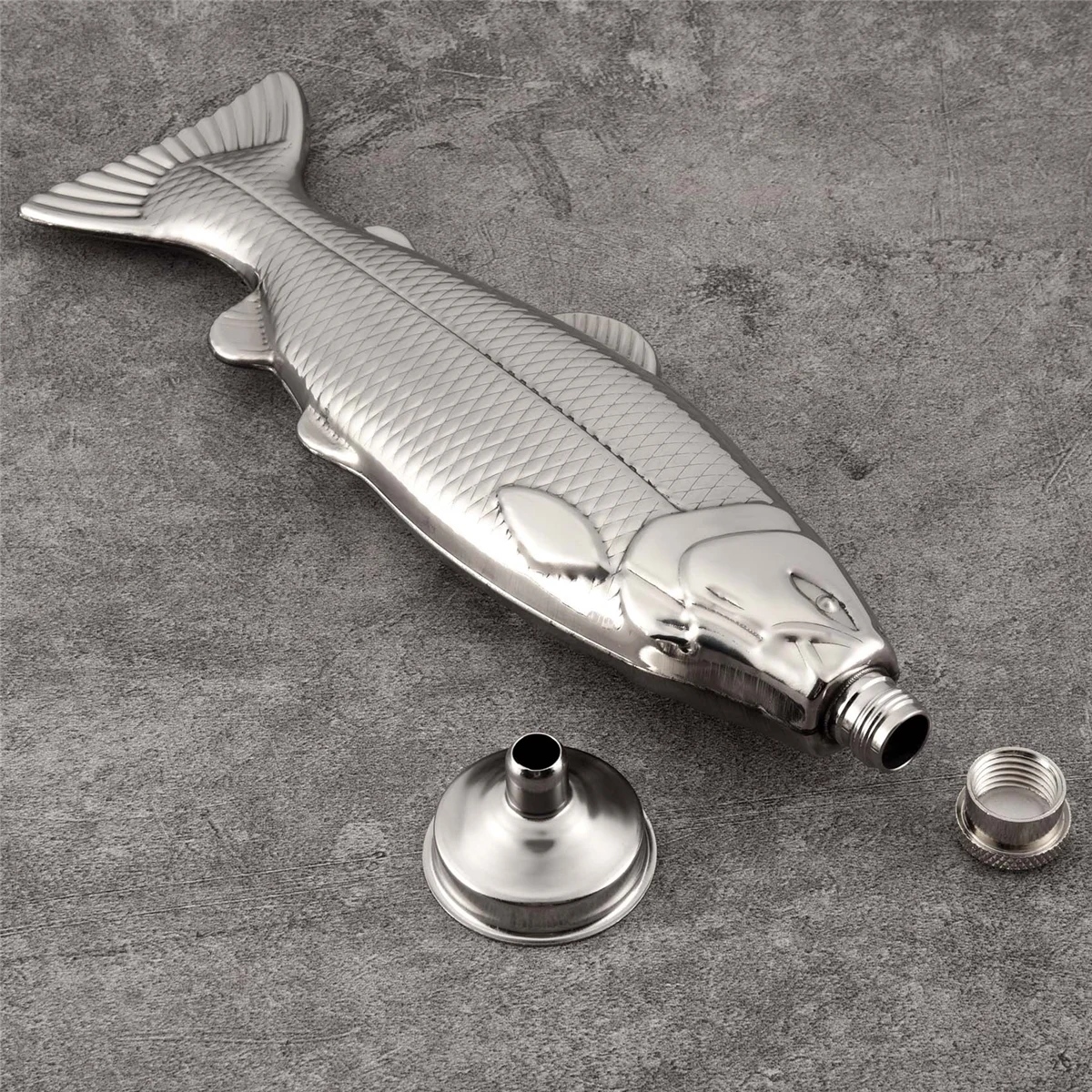 1 Set Fish-Shape Hip Flask 5Oz Bottle Mini Pocket Flask Stainless Steel Party Drinkware for Outdoor