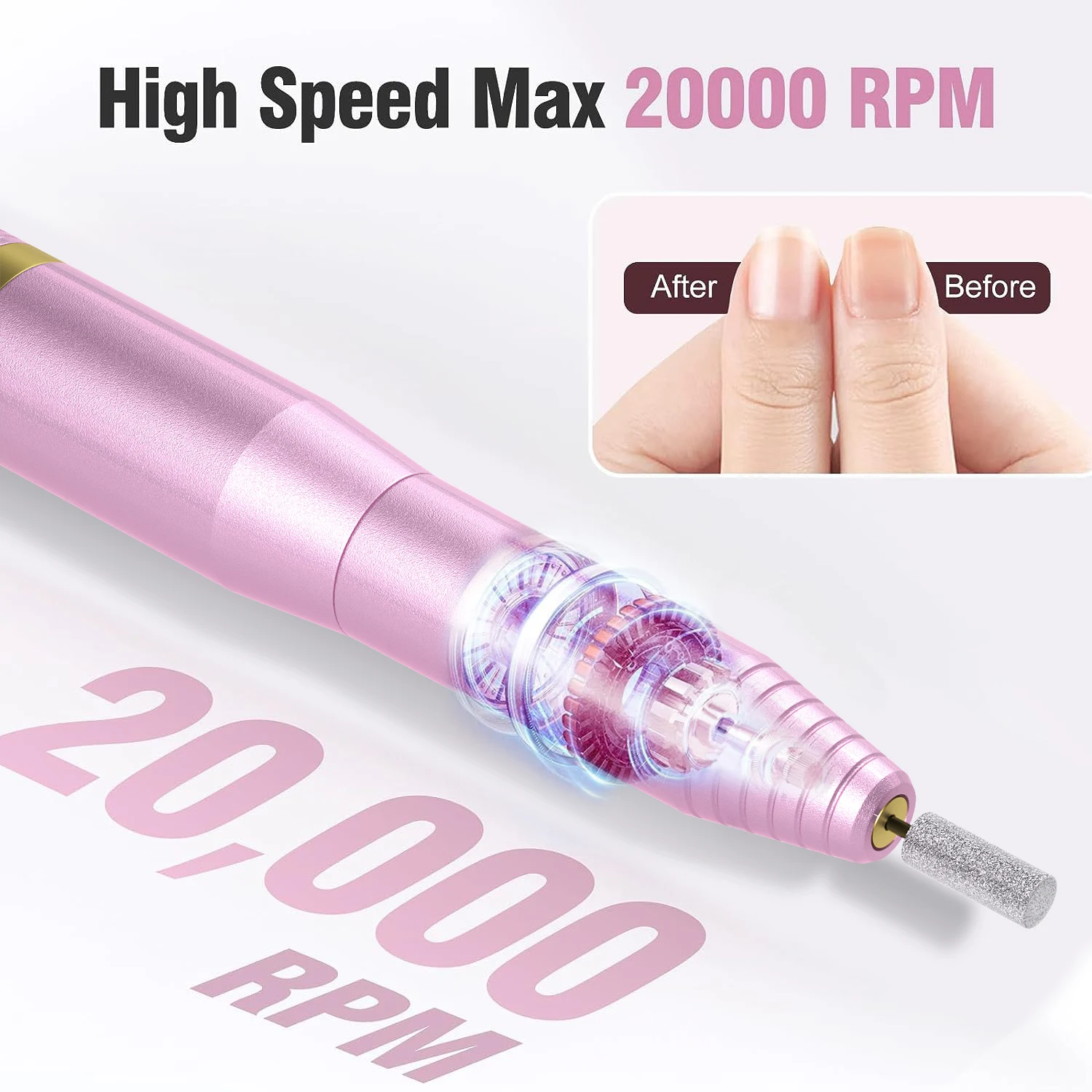 Nail Art Electric Drill Machine With 100pcs Sanding Bands Sand Ring Bit Manicure Pedicure Grinding Remover Cutter 5