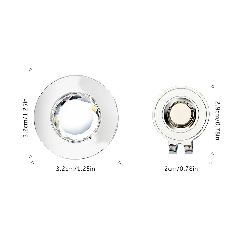 1pc Magnetic Golf Ball Marker with Hat Clip Zinc Alloy Rhinestone Embellishments Gift for A Hat Clip Gifts for Golfers Friend