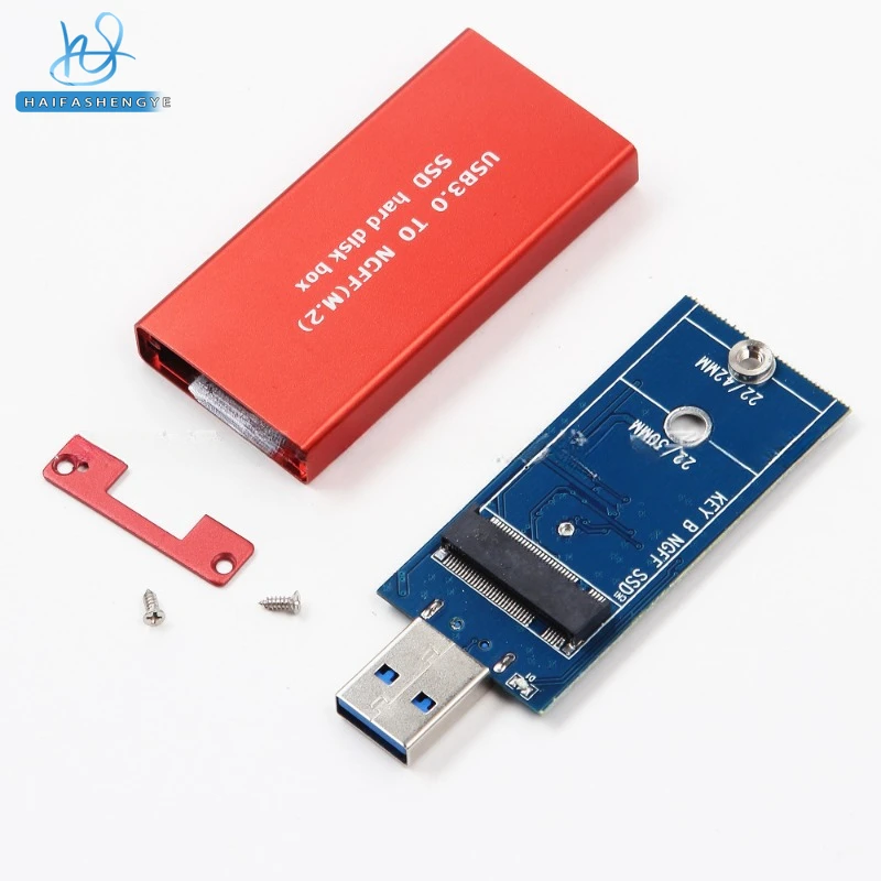 모든 알루미늄 합금 2242 솔리드 스테이트 모바일 하드 드라이브 박스, USB 드라이브 유형, ASM1153E SSD M.2 NGFF to USB3.0