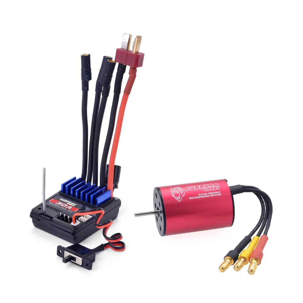 RC 2.4G CH2 Transmitter /w Receiver + Waterproof 2430 2435 2440 2838 2845 Brushless Motor +2 in 1 Esc Comb Set for RC Car Boat