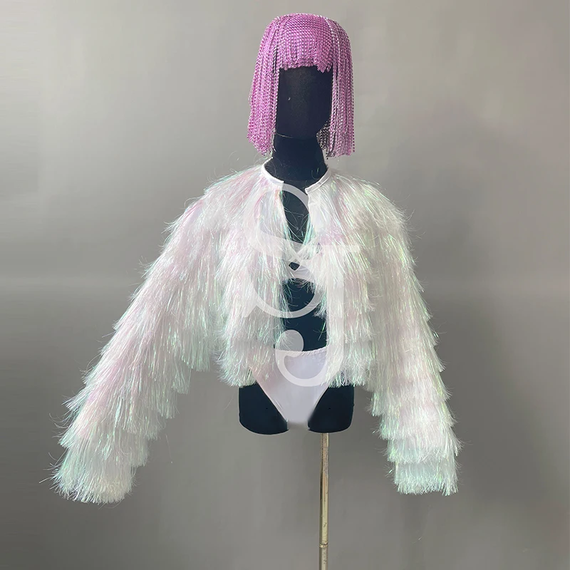 

Nightclub Bar Gogo Dancer Clothes Tassel Coat Drag Queen Costume Rave Outfit Singer Performance Wear Festival Clothing VDB6457