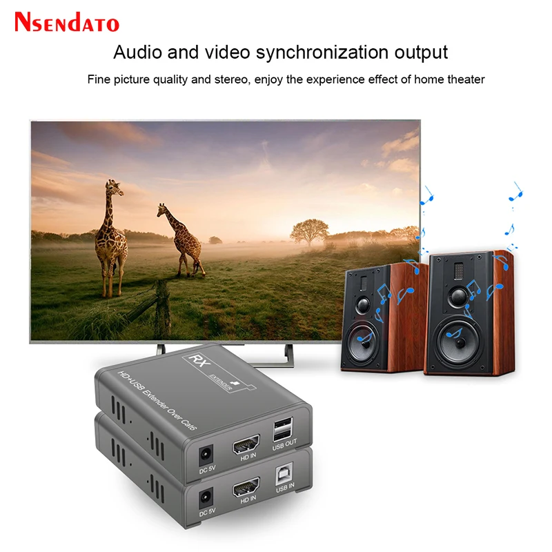 HDMI USB KVM Extender over 60M RJ45 Cat6 UTP STP Extender HDMI Over IP Ethernet Network KVM HDMI Extender For Keyboard Mouse TV