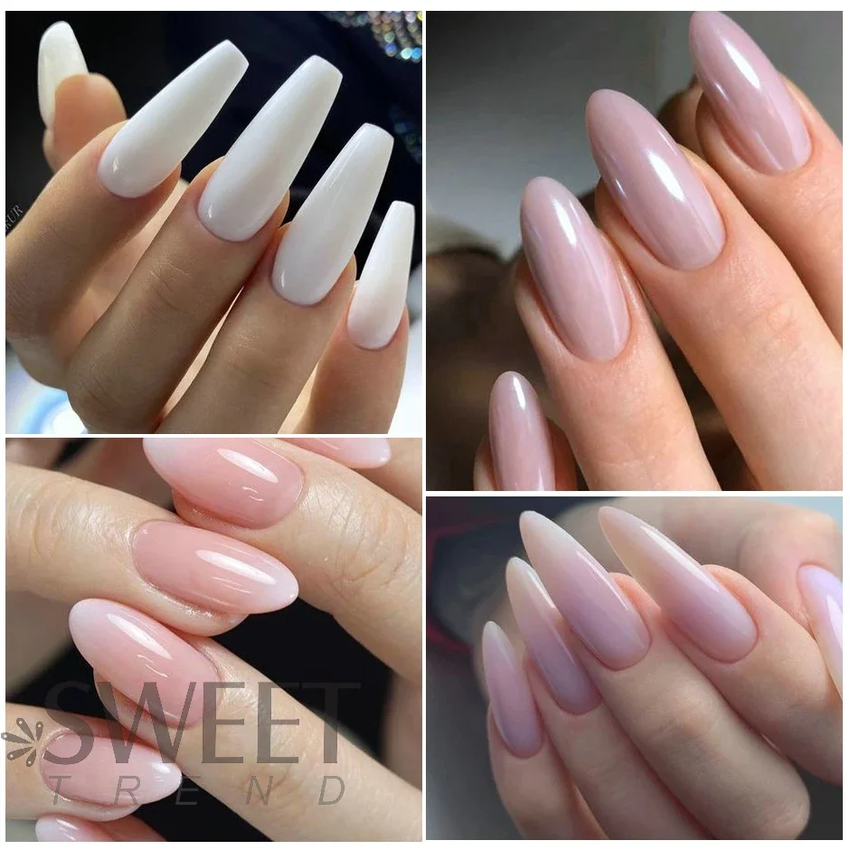 4pcs Extension Hard Jelly Nails Gel Set Nude Color Construction Building Tools French Acrylic UV DIY Prolong Manicure Decoration