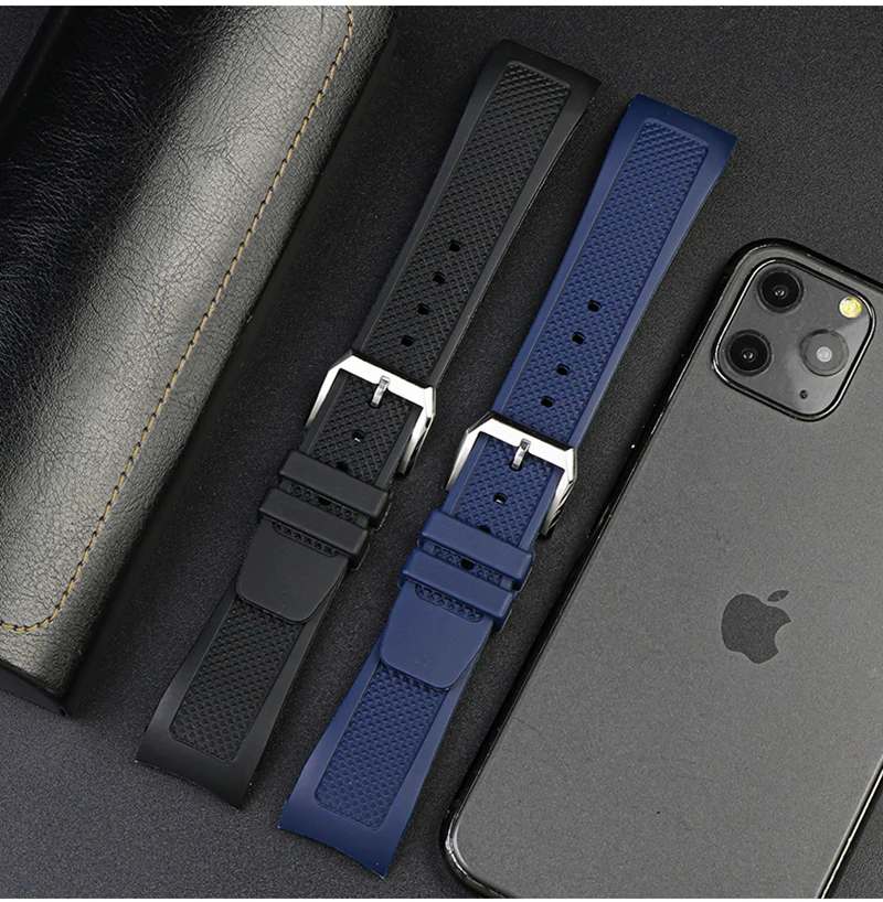 Arc Mouth Silicone Strap for IWC Portugal series Iw390502/390503/390211 Soft Bracelet Folding Clasp Rubber Men's Watch Band 22mm