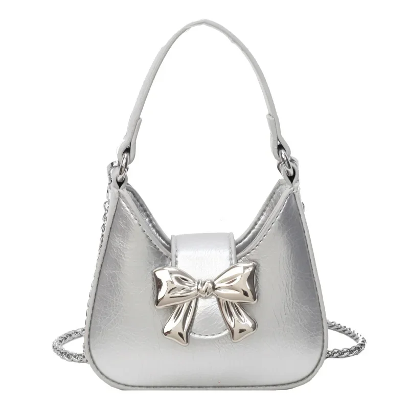 Women's Bow Handbags 2024 New Fashion Korean Style Niche Underarm High-Grade Chain Messenger Bag
