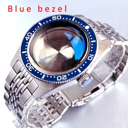 Vintage Style Automatic Watch Case with Bracelet & AR Domed Sapphire Glass - Stainless Steel Watch Parts - Fit ETA2824 PT5000 (Blue set)