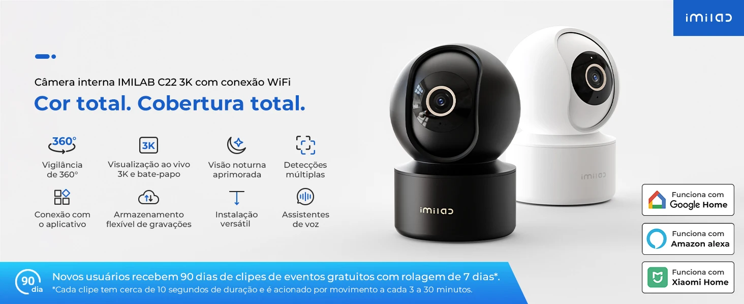 Bočni profil sigurnosne kamere IMILAB C22 na stolu koji prikazuje njezin kompaktni oblik