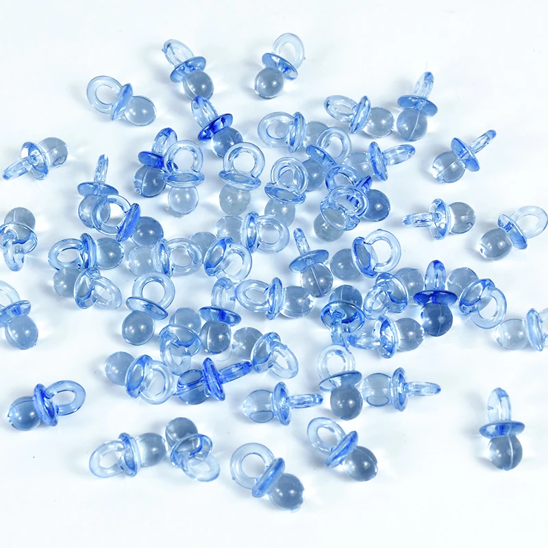 Amabro 100 Mini Ciucci In Acrilico Trasparenti Rosa E Blu - Coriandoli E Decorazioni Per Baby Shower E Festa Di Rivelazione Sesso