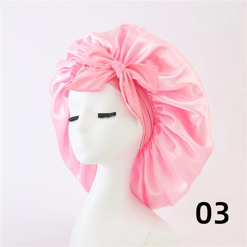 Pop color Ding ribbon round hat bow elastic simulation hair protective hat full swiss lace wig cap for making braid wig head cov