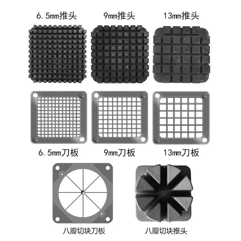 Spiral Slicer Replace Stainless Steel Blades Potato Cutter Dicer Manual Vegetable Chopper Black 1/2'' 3/8'' 1/4'' 8-Wedge