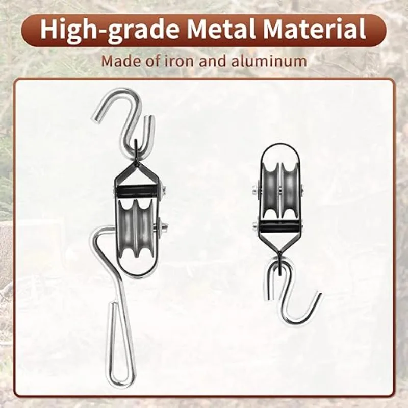 GearOZ Deer Hanger Elk Hoist Pulley Lift System with Gambrel Hunting Game Hanging Kit for Deer Carcass/Butcher Hunting Accessory
