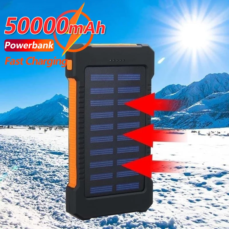 

50000mAh Solar Power Bank Large Capacity External Battery LED Portable Outdoor Travel Emergency for IPhone Xiaomi Samsung Iphone