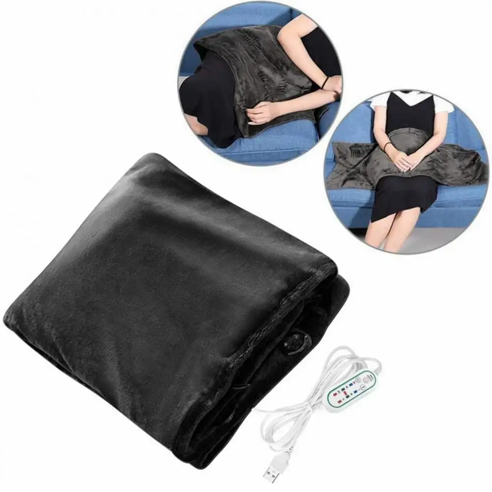 Button Design Electric Blanket Shawl Usb Charging Electric Blanket with 3 Level Temperature Adjustment Dual-sided for Camping