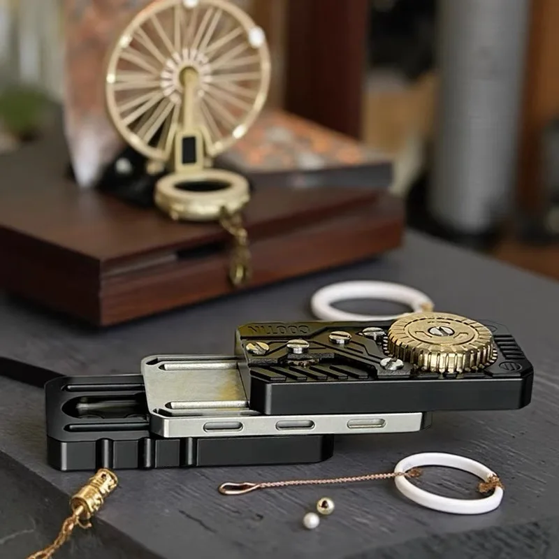 Fidget Toys EDC Mechanical Gear Ratchet Tuning Fork Zirconium Alloy Push Card Slider Decompression