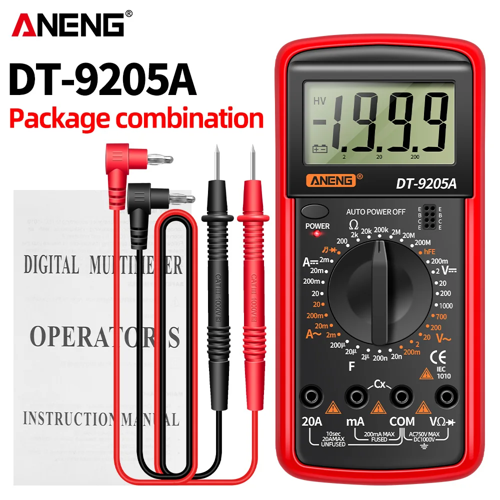 Digital Multimeter ANENG DT9205A-1 Profesional True RMS AC/DC Voltage Transistor Tester Electric NCV Auto Range