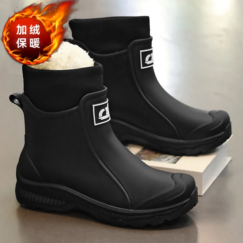 Bottes pluie homme chaudes hiver 2026 - Bottines imperméables légères et coupe-vent