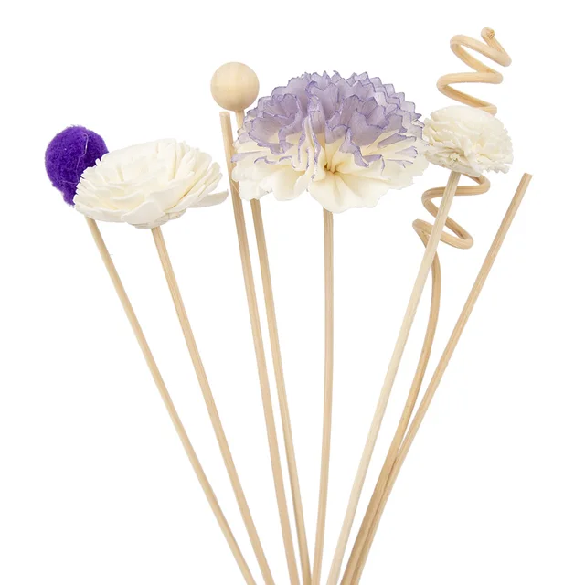 7 db Lila Szegfű Láng Nélküli Aroma Szőlő Kombináció Tűz Aromaterápia Rattan Bot Illat Diffúzor Lakberendezés