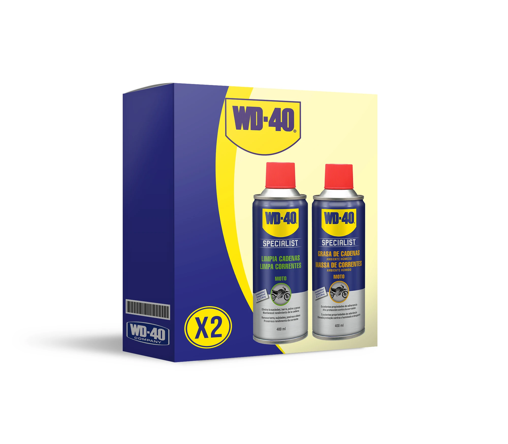 Pack Moto Wd40: Limpia Cadenas Y Lubricante De Cadenas Para Moto + Cepillo  De Regalo