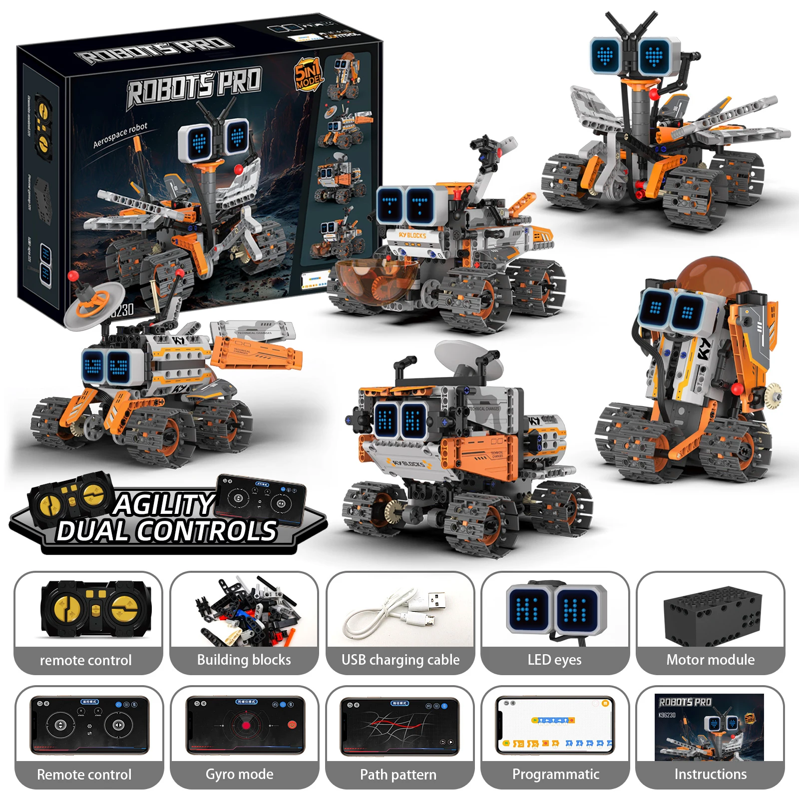 346PCS RC 변신 로봇 MOC 빌딩 블록 5-in-1 프로그래밍 가능 DIY STEM 교육용 장난감 어린이 생일 크리스마스 선물
