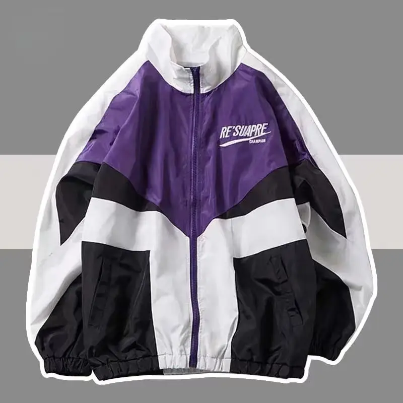 College Style Varsity Jacket Men Spring Letter Embroidery Bomber Jacket Casual Street Loose Patchwork Zipper Coat Women Couple