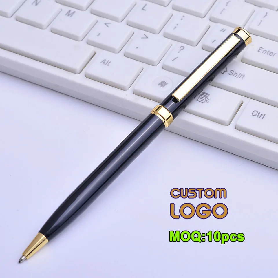 10pcs/lot Personalized Gift Pen Ballpoint Pens Custom Logo Name Metal Pen For Souvenirs Company Bussiness Wedding Gift 1.0mm