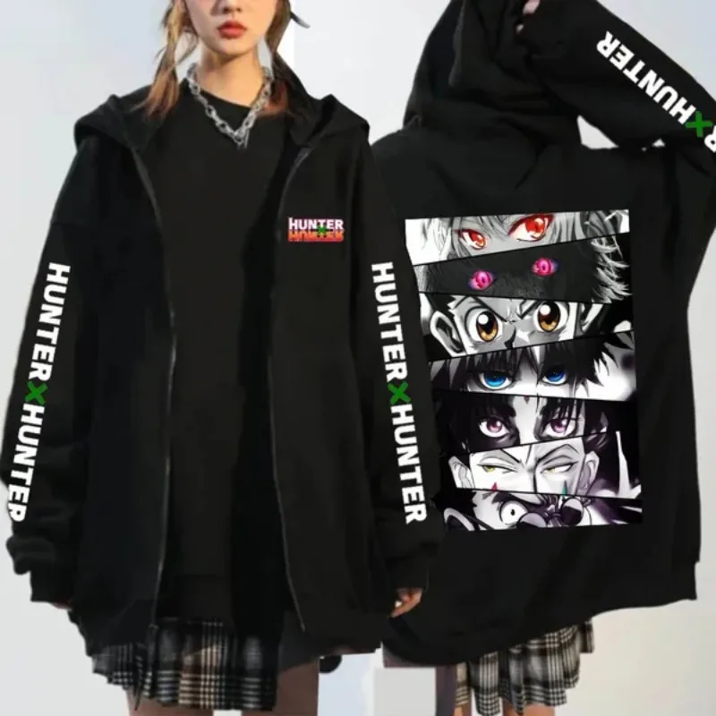 

New Anime HUNTER X HUNTER Pattern Print Hoodie Men and Women Personality Zipper Hooded Sweater Street Casual Pullover Caot Tops