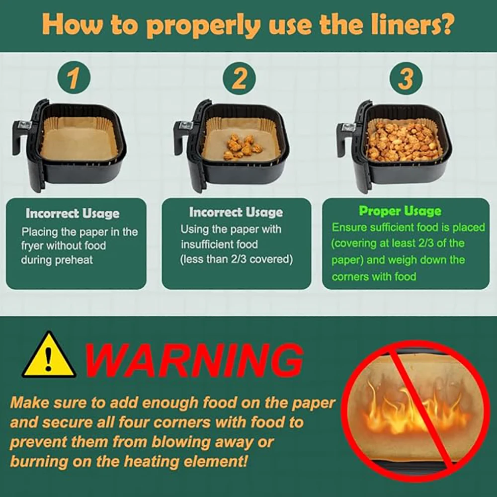 Air Fryer Disposable Oil-Proof Liners - 9 Inch Parchment Paper