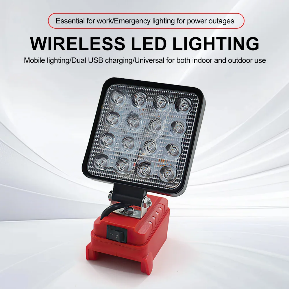 Lámpara LED portátil, luz de trabajo para Milwaukee, batería de 18V M18, reflector de emergencia, linterna de Camping, l