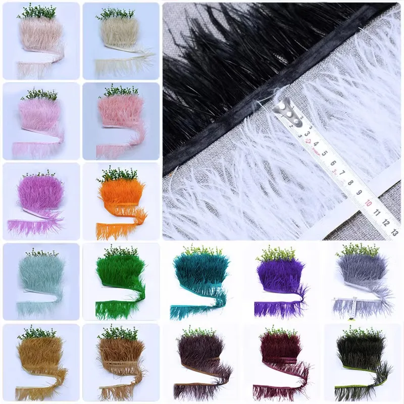 Color ostrich feather edge tassel dress skirt stage performance clothing textiles decoration 8-10 cm