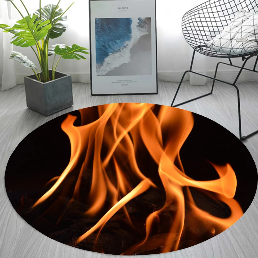 

CLOOCL Fashion Flannel Round Carpet Warm Flame Pattern 3D Printed Dirty Durable Non-slip Living Room Bedroom Carpet Dropshipping