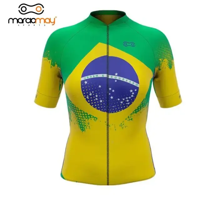Marciomay Summer Women Yellow Cycling Short Sleeve Jersey Road Bike MTB Cycling Shirt Racing Breathable Quick Dry Sport Clothing