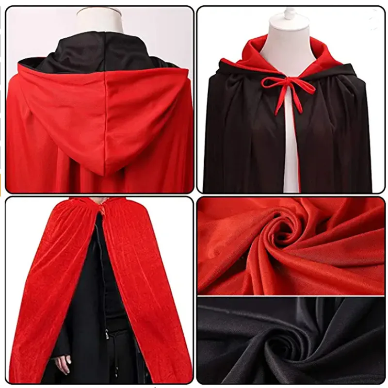 Cape Vampire Réversible Rouge Et Noire 140cm - Déguisement