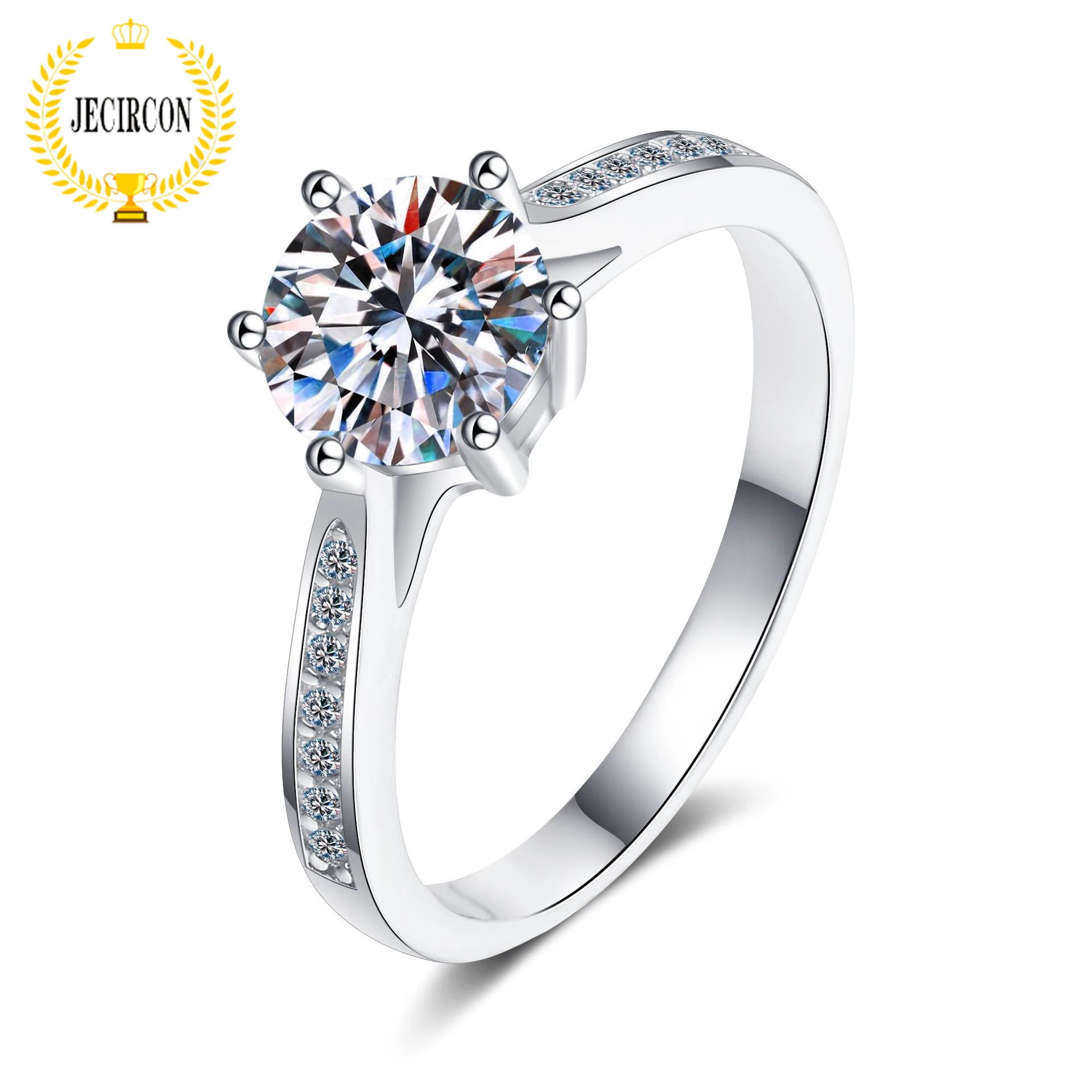 

JECIRCON Plated PT950 1 Carat Moissanite Women's Ring S925 Sterling Silver Simple Design Fashion Diamond Luxury Wedding Jewelry